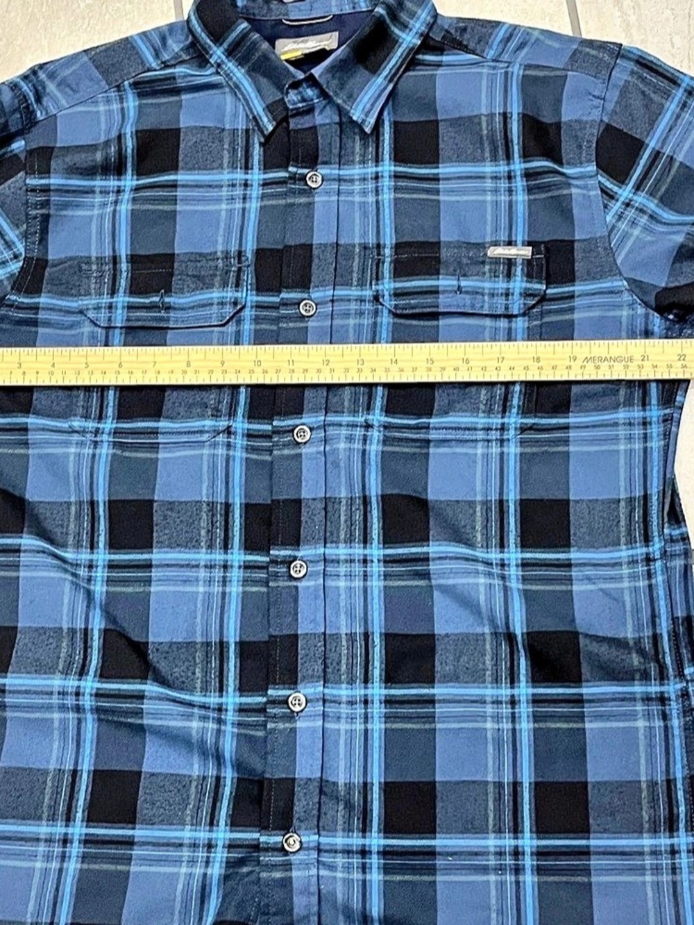 Eddie Bauer Classic Fit Plaid Shirt Plaid Shirt Blue & Black Large - Picture 5 of 11